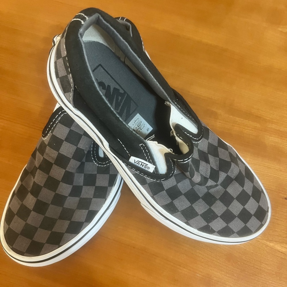 Vans Checkerboard Slip-On Sneakers in Black and Gray